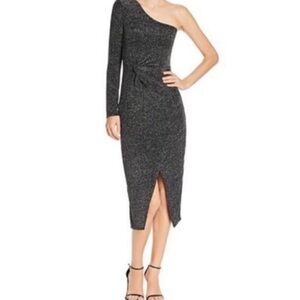 BARDOT Avril metallic one shoulder dress NWT
